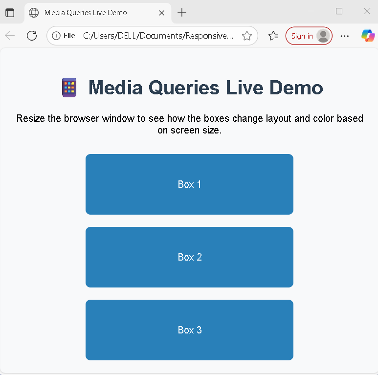 Responsive design with media queries